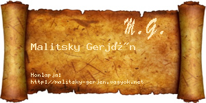 Malitsky Gerjén névjegykártya